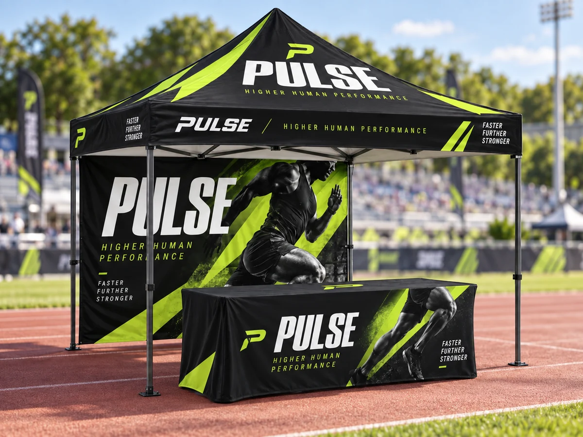 Pulse branded booth concept in an event setting