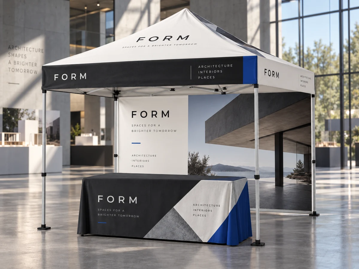 Form branded booth concept in an event setting